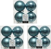 16x stuks kunststof kerstballen ijsblauw (blue dawn) 10 cm - Mat/glans - Onbreekbare plastic kerstballen