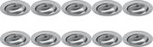 Spot Armatuur 10 Pack - Luxino Delton Pro - GU10 Fitting - Inbouw Rond - Mat Zilver - Aluminium - Kantelbaar - Ø82mm