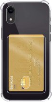 Hoes voor iPhone XR Hoesje Met Pasjeshouder Transparant - Hoes voor iPhone XR Card Case Hoesje Extra Stevig - Hoes voor iPhone XR Pashouder Shock Proof - Transparant