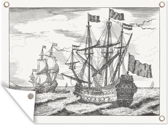 Tuin decoratie Marine schepen in de 17e eeuw - Gravure van Ludolf Bakhuizen - 40x30 cm Tuin decoratie Marine schepen in de 17e eeuw - Gravure van Ludolf Bakhuizen - 40x30 cm