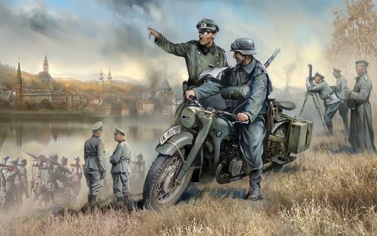 1:35 Zvezda 3632 German R12 Heavy Motorcycle Single Plastic Modelbouwpakket