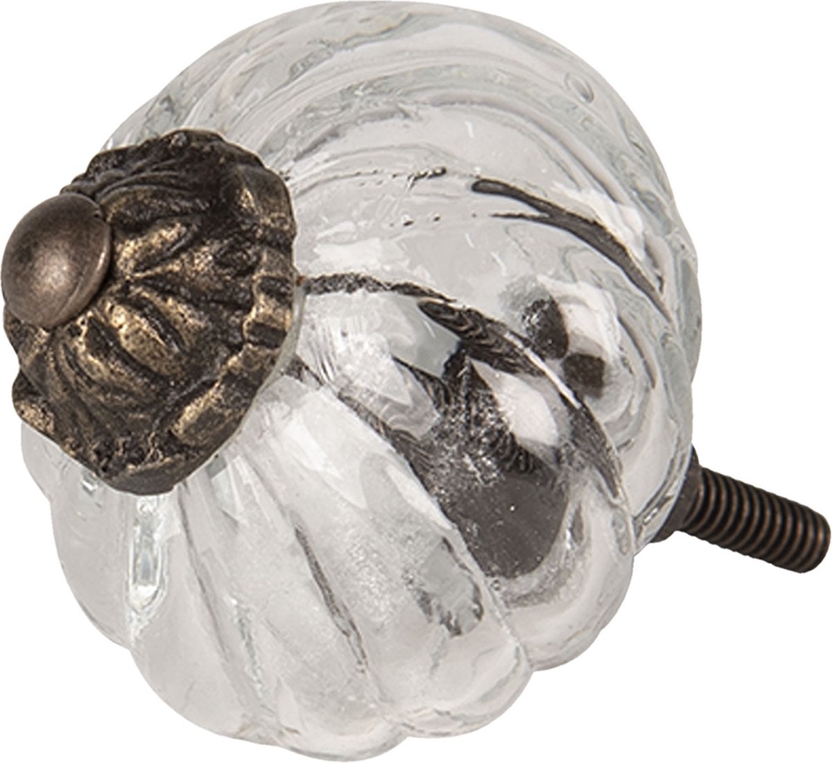 Clayre & Eef Deurknop Ø 5x5 cm Transparant Glas Rond Meubelknop Kastknop