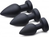 Silicone Vibrating LED Plug - Large - Black - Butt Plugs & Anal Dildos