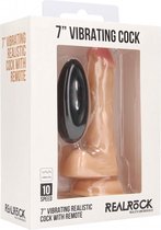 Vibrating Realistic Cock - 7" - With Scrotum - Skin - Realistic Vibrators
