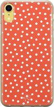 iPhone XR hoesje - Oranje stippen - Soft Case Telefoonhoesje - Gestipt - Oranje