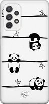 Samsung Galaxy A72 siliconen hoesje - Panda - Soft Case Telefoonhoesje - Bruin - Print