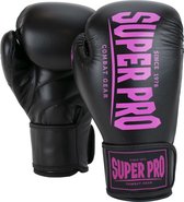 Gants de boxe Super Pro Combat Gear Champ (kick) Noir / Rose 8oz