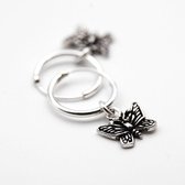 OZZ Silver & Gold - Butterfly Hoop Earrings - Vlinder hoepel oorbellen