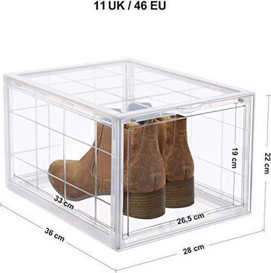 24 stuks schoenendozen, transparant, stapelbaar, schoenenorganizer met deur, schoenen, opbergdozen, plastic schoenenopslag voor schoenen met hoge hakken, gymschoenen, pantoffels
