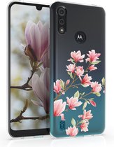 kwmobile telefoonhoesje compatibel met Motorola Moto E6s - Hoesje voor smartphone in poederroze / wit / transparant - Magnolia design