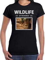 Dieren foto t-shirt Stokstaartje - zwart - dames - wildlife of the world - cadeau shirt stokstaartjes liefhebber 2XL