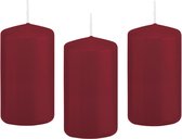 12x Bordeauxrode cilinderkaars/stompkaars 6 x 12 cm 40 branduren - Geurloze kaarsen - Woondecoraties