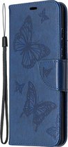 Samsung Galaxy S20 FE Hoesje - Mobigear - Butterfly Serie - Kunstlederen Bookcase - Blauw - Hoesje Geschikt Voor Samsung Galaxy S20 FE