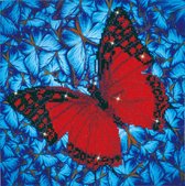 DDK5.020 Diamond Dotz® - Diamond painting volwassenen - Diamond painting met lijst - Dieren - Rode vlinder 30.50 x 30.50cm - Ronde steentjes - Volledig pakket