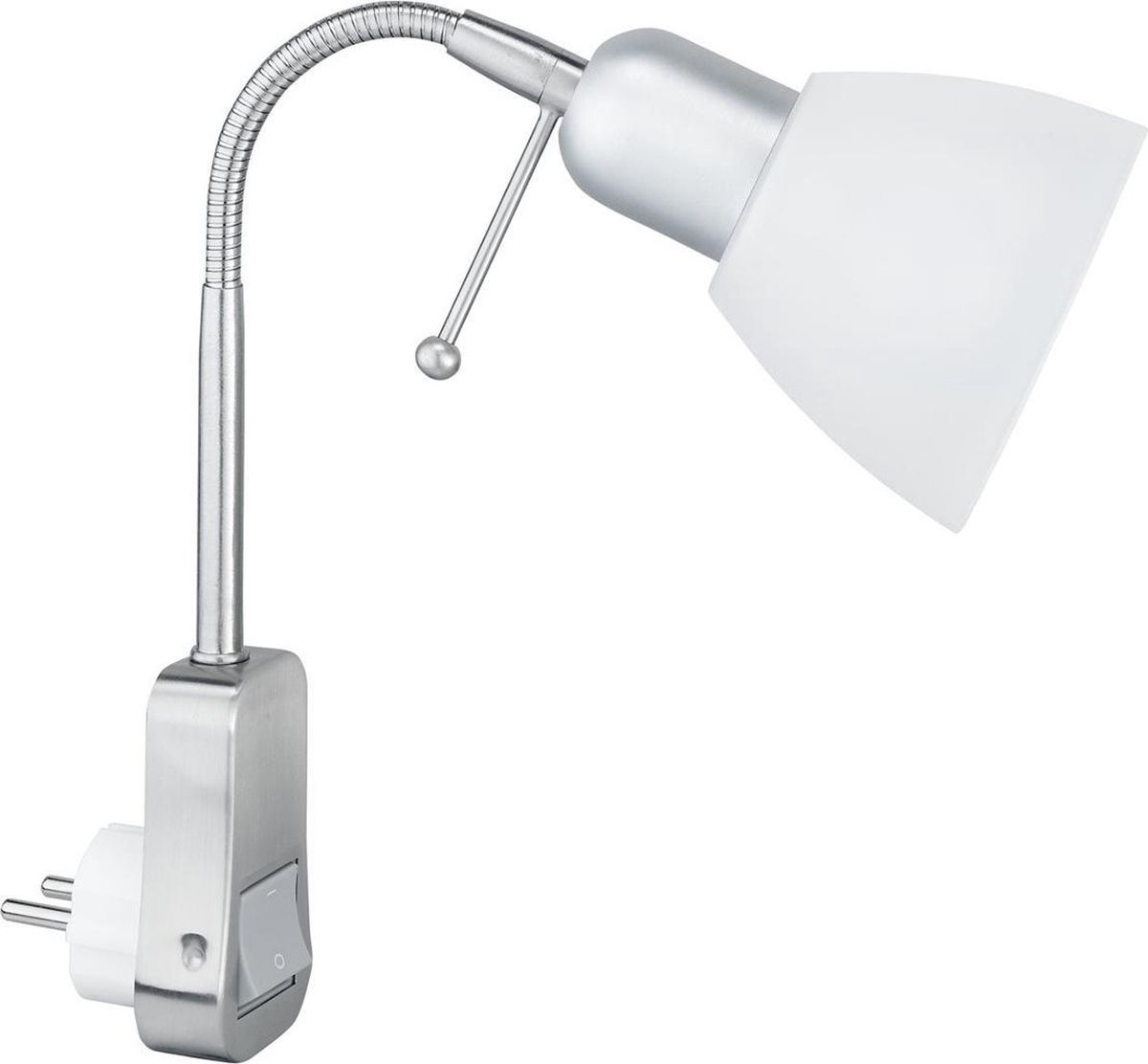 Stopcontact Lamp met Schakelaar - Torna - Rond - Mat Chroom - Aluminium - E14 - Stekkerlamp - Stekkerspot - Qualu