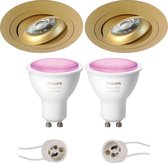 PHILIPS HUE - LED Spot Set GU10 - White and Color Ambiance - Bluetooth - Proma Alpin Pro - Inbouw Rond - Mat Goud - Kantelbaar - Ø92mm