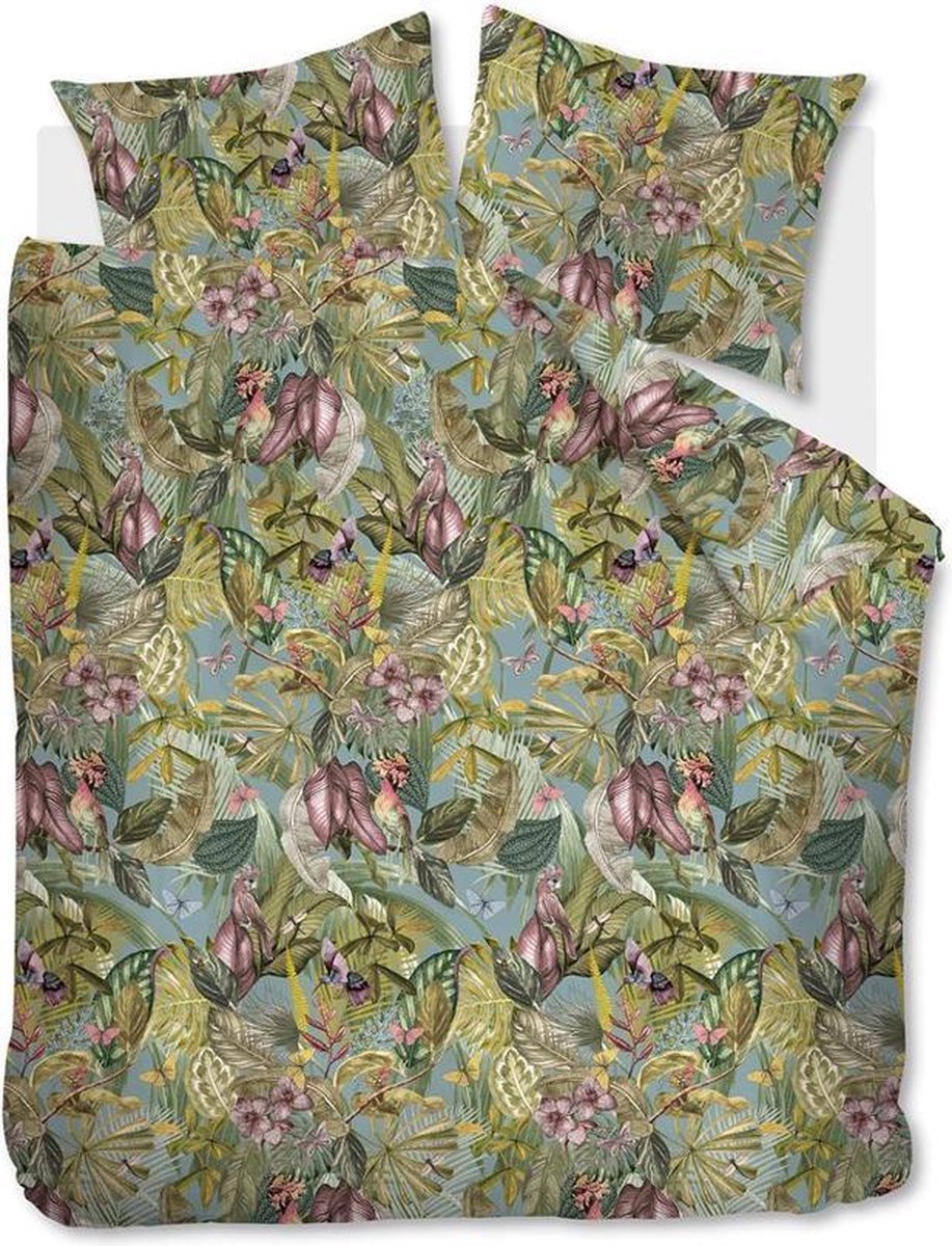 At Home by BeddingHouse Birds Paradise dekbedovertrek - Tweepersoons - 200x200/220 - Groen