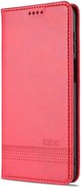 AZNS Samsung Galaxy A12 Hoesje Book Case Kunst Leer Rood