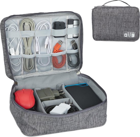 Allergisch mist Of anders Relaxdays Kabel organiser tas - kabeltas - tasorganizer kabels - opbergetui  - kabel etui | bol.com