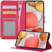 Samsung A42 Hoesje Book Case Hoes - Samsung Galaxy A42 Case Hoesje Wallet - Samsung Galaxy A42 Hoesje - Donker Roze