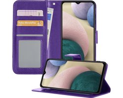 Hoesje - Geschikt voor Samsung Galaxy A12 - Luxe Bookcase - Walletcase Hoes - Portemonnee - Cover - Telefoonhoes - Paars