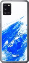 Samsung Galaxy A31 Hoesje Transparant TPU Case - Blue Brush Stroke #ffffff