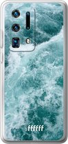 Huawei P40 Pro+ Hoesje Transparant TPU Case - Whitecap Waves #ffffff