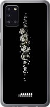 6F hoesje - geschikt voor Samsung Galaxy A31 -  Transparant TPU Case - White flowers in the dark #ffffff