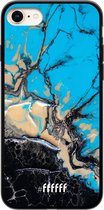 iPhone 7 Hoesje TPU Case - Blue meets Dark Marble #ffffff