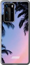 Huawei P40 Pro Hoesje Transparant TPU Case - Sunset Palms #ffffff