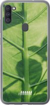 Samsung Galaxy A11 Hoesje Transparant TPU Case - Leaves Macro #ffffff