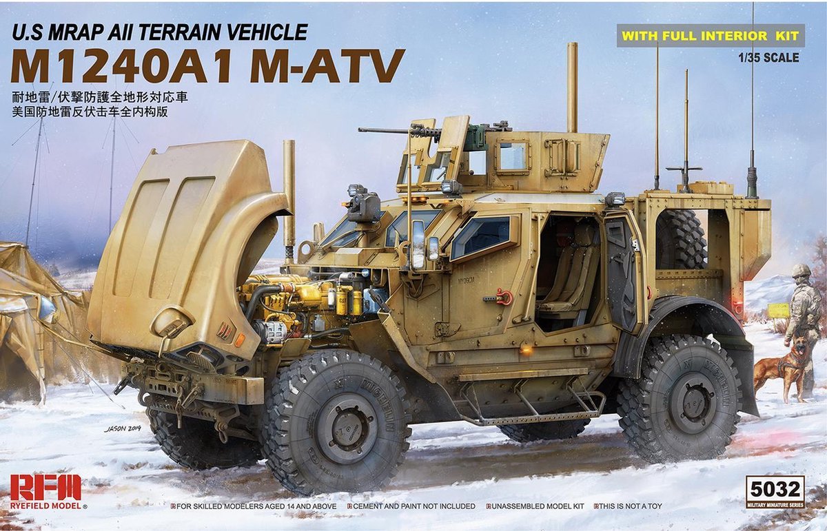 Rye Field Model Modelbouwpakket Militaire voertuigen - 5032 M1240A1 M-ATV U.S. MRAP All Terrain Vehicle Plastic - 1:35 - Modelbouw