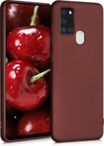 kwmobile telefoonhoesje voor Samsung Galaxy A21s - Hoesje voor smartphone - Back cover in metallic robijnrood