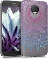 kwmobile telefoonhoesje voor Motorola Moto G5S Plus - Hoesje voor smartphone in blauw / roze / transparant - Indian Sun design