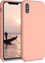 kwmobile telefoonhoesje voor Apple iPhone XS - Hoesje met siliconen coating - Smartphone case in roze grapefruit