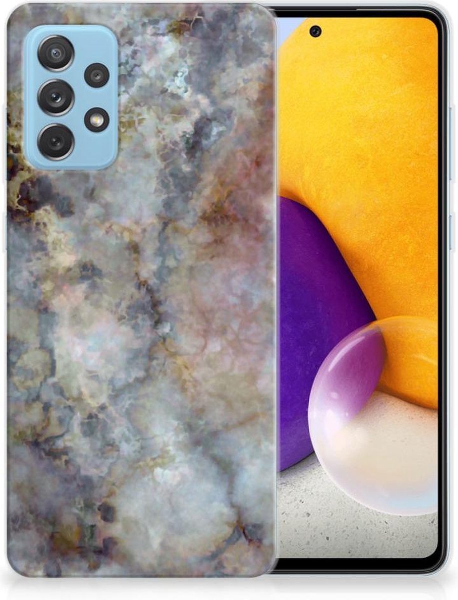 Samsung Galaxy A72 TPU Siliconen Hoesje Marmer Grijs
