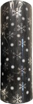 Zwart Inpakpapier met Sneeuwvlokken C4141- Breedte 40 cm - 150m lang - C4141-40cm-150mtr