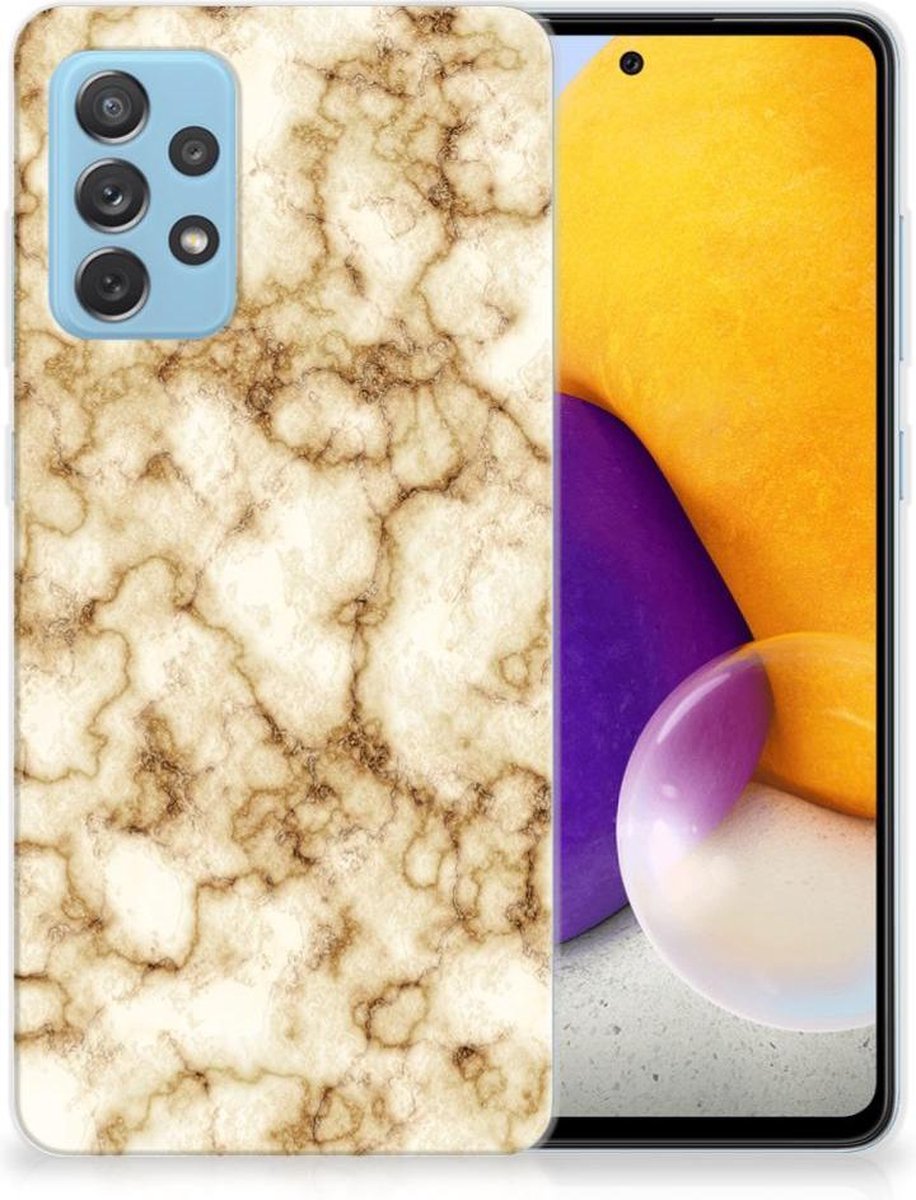 Samsung Galaxy A72 TPU Siliconen Hoesje Marmer Goud