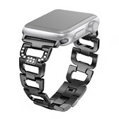 Kleurrijke Diamond roestvrij stalen horlogeband voor Apple Watch Series 5 & 4 44mm / 3 & 2 & 1 42mm (zwart)