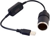 Adaptateur convertisseur de voiture contrôleur filaire USB vers allume-cigare 5V vers 12V Boost câble adaptateur Power (noir)