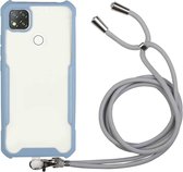 Voor Geschikt voor Xiaomi Redmi 9C / 9 (Indiase versie) Acryl + kleur TPU schokbestendig hoesje met nekkoord (melkgrijs)