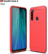 Voor Geschikt voor Xiaomi Redmi Note 8 Brushed Texture Carbon TPU Case (Rood)