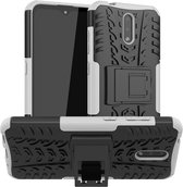 Voor Nokia 2.3 Tire Texture Shockproof TPU + PC beschermhoes met houder (wit)