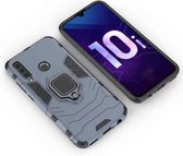 Schokbestendige PC + TPU beschermhoes voor Huawei Honor 10i, met magnetische ringhouder (marineblauw)