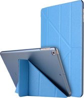 Voor iPad 10,2 inch zijde textuur horizontale vervorming Flip lederen tas met houder (lichtblauw)