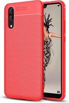 Voor Huawei P20 Litchi Texture Soft TPU beschermende achterkant van de behuizing (rood)