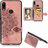 Voor Xiaomi Redmi Note 7 / Note 7 Pro Mandala reliÃ«f magnetische doek PU + TPU + pc-hoes met houder en kaartsleuven en portemonnee en fotolijst en riem (rosÃ©goud)