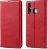 Voor Galaxy A8s AZNS retro textuur magnetische horizontale flip pu lederen case met houder & kaartsleuven & fotolijst (rood)