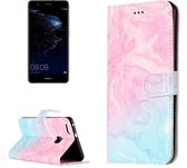 Voor Huawei P10 Lite roze groen marmerpatroon Horizontale flip lederen beschermhoes met houder en kaartsleuven en portemonnee