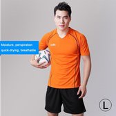 Voetbal / voetbalteam kort sportpak, oranje + zwart (maat: L)